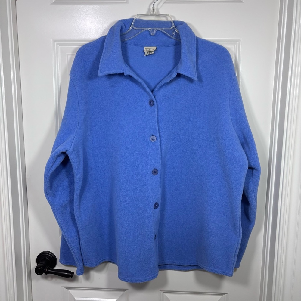L.L. Bean Polartec Fleece Button-Up Shacket Women’s XL Purple/Blue